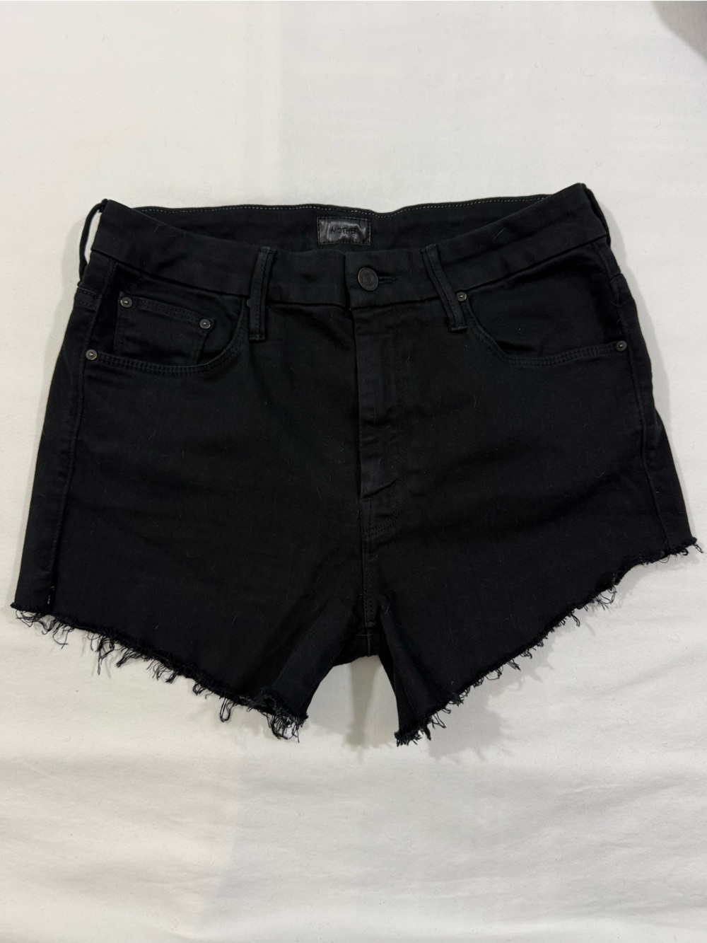 MOTHER The Looker Black Denim Cutoff Shorts Size 28 Raw Hem Jorts